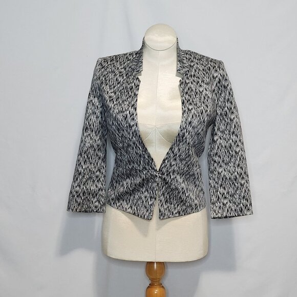 express Black White Patterned Blazer Jacket - Size 8 - Picture 1 of 14